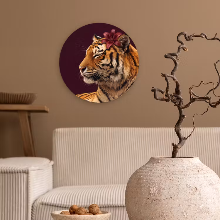 Muurcirkel - Tijger - Bloem - Dieren — 2