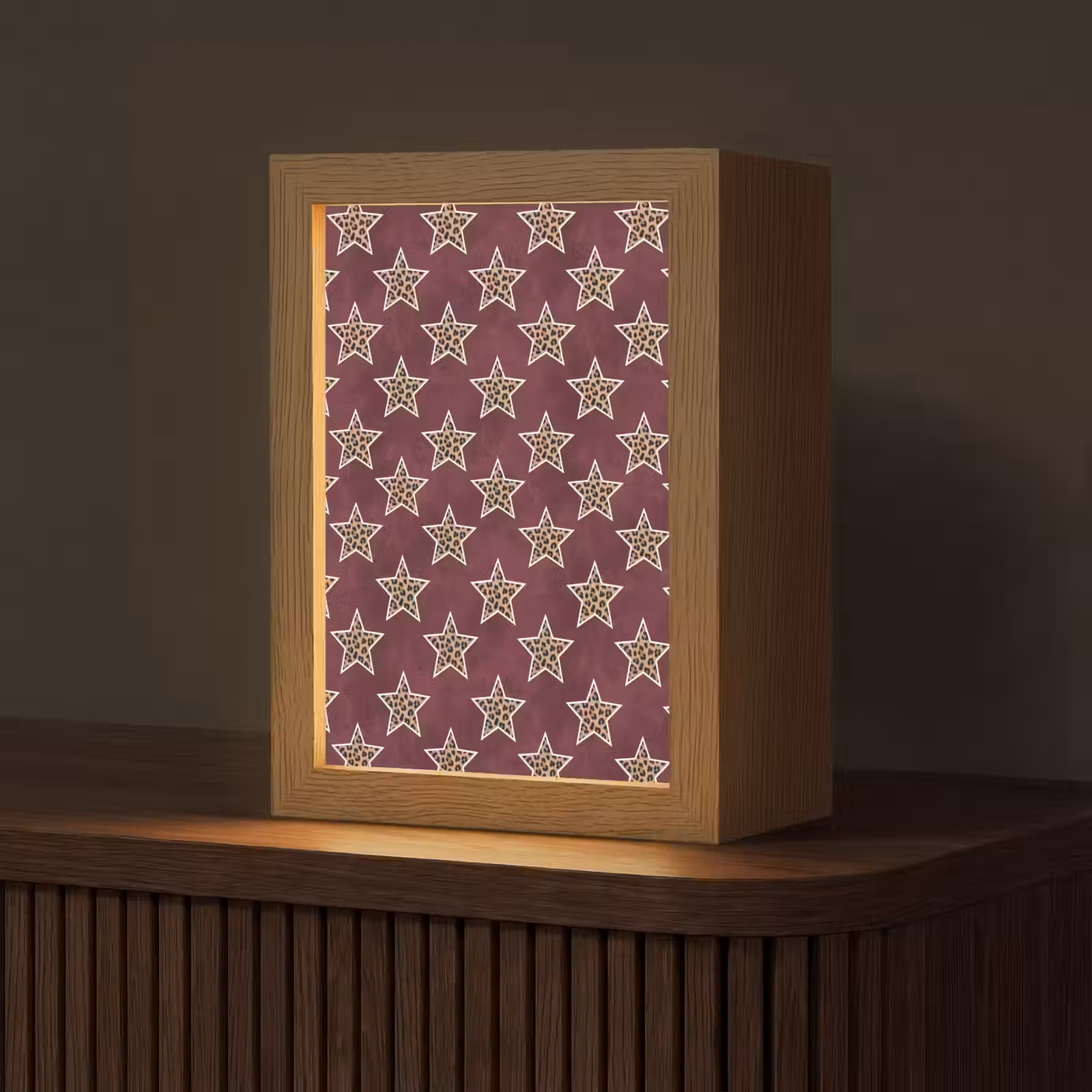 Gepersonaliseerd Lightbox - Sterren - Luipaardprint - Rood — 1
