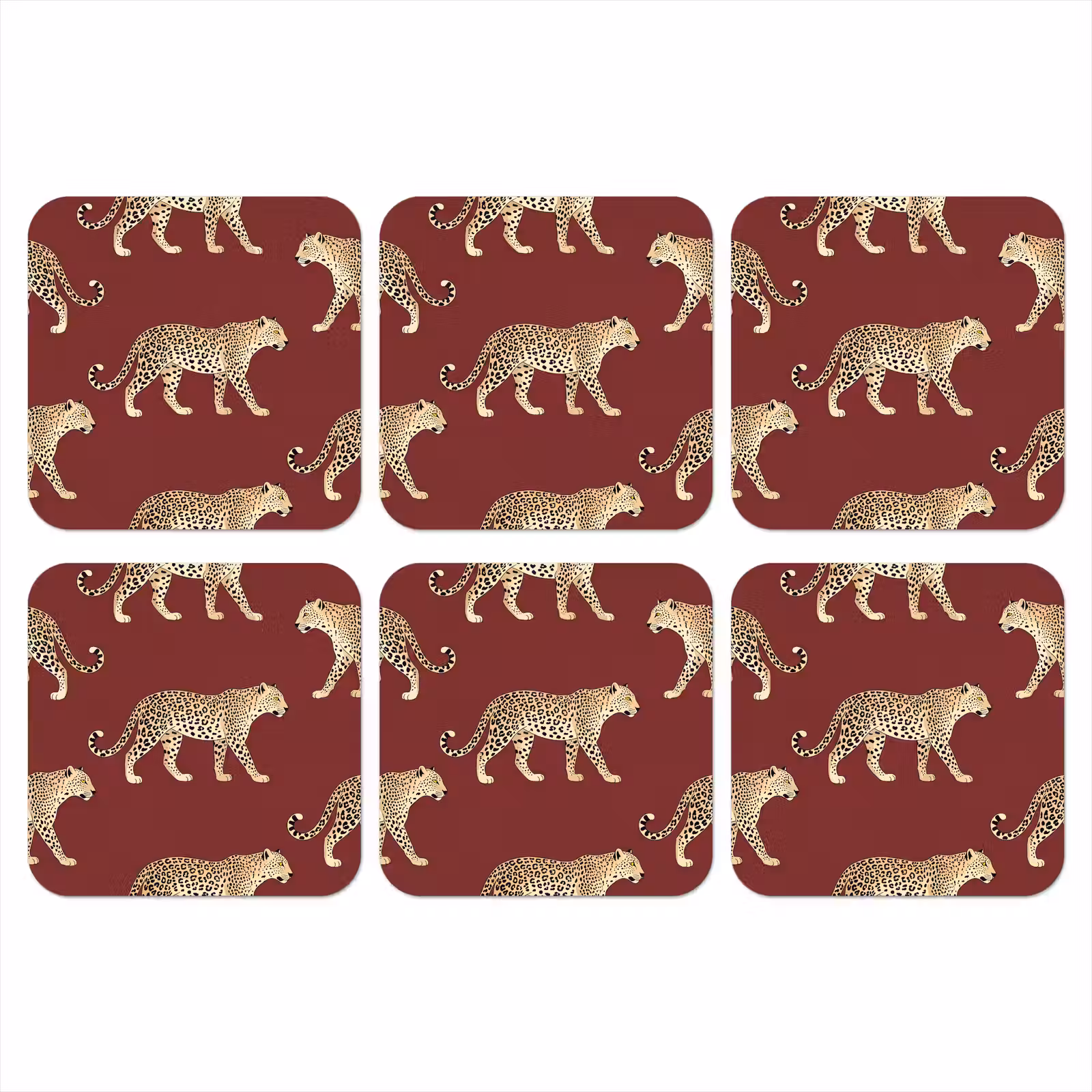 Onderzetter - Katten - Patroon - Rood — 1