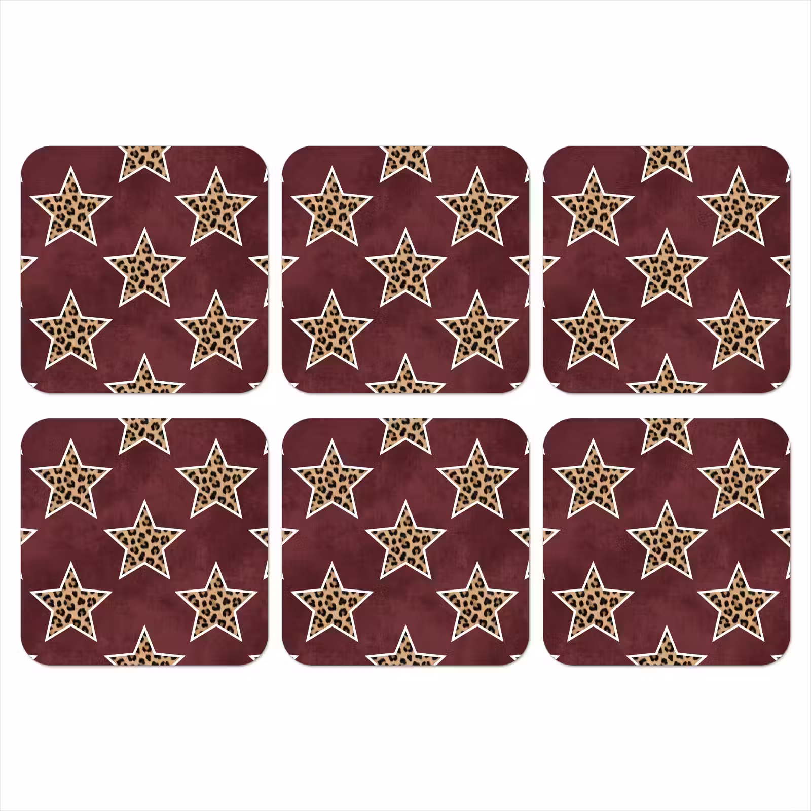 Onderzetter - Sterren - Luipaardprint - Rood — 1
