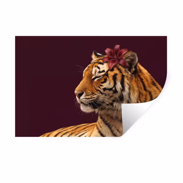 Muursticker - Tijger - Bloem - Dieren — 1