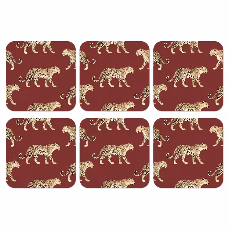 Onderzetter - Katten - Patroon - Rood — 1