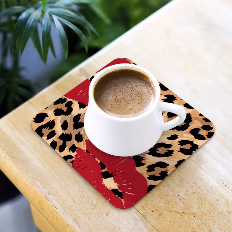 Onderzetter - Kusafdruk - Dierenprint - Rood — 3