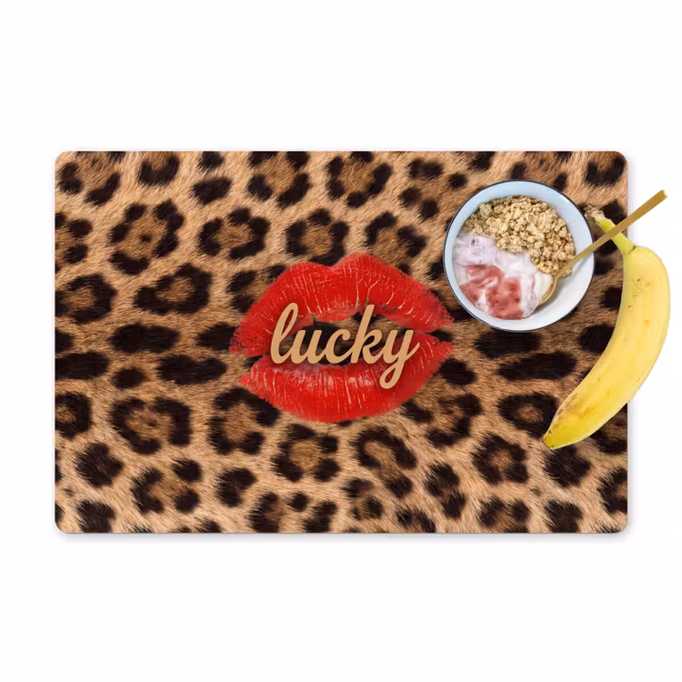 Placemat - 6 stuks - Dierenprint - Lippen - Rood — 1