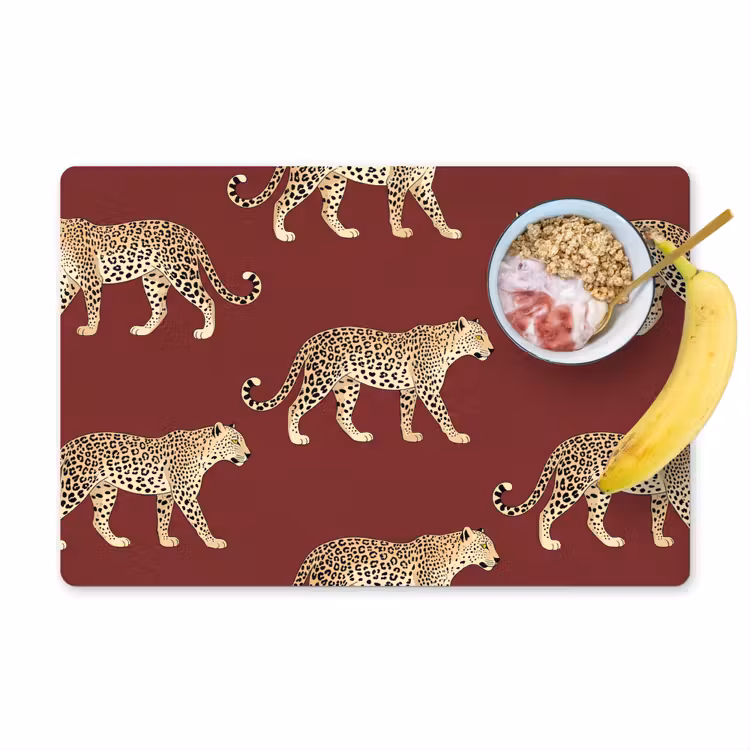 Placemat - 6 stuks - Katten - Patroon - Rood — 1