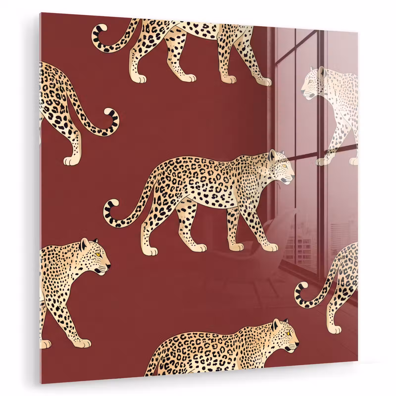 Glas schilderij - Katten - Patroon - Rood — 1