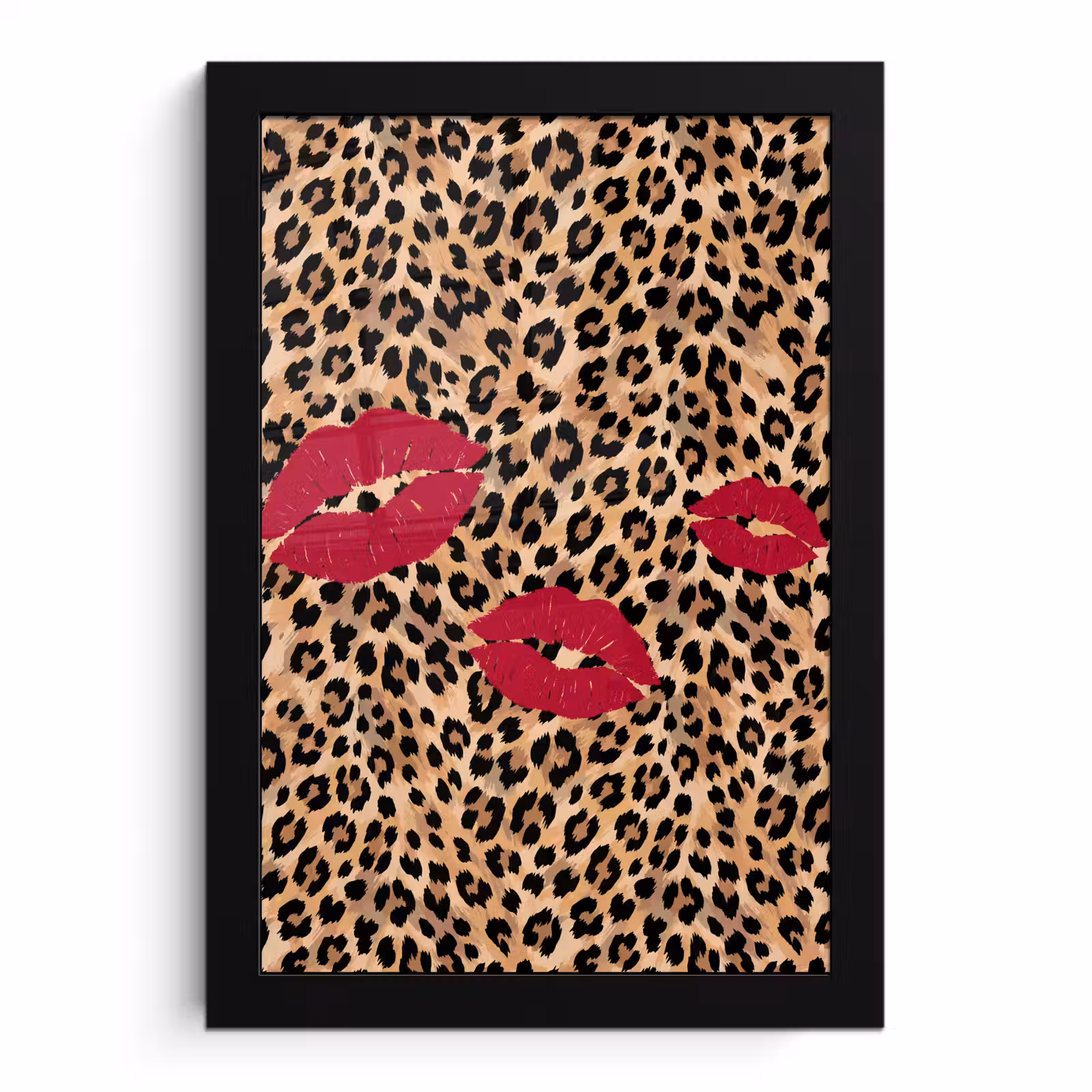 Poster met lijst - Kusafdruk - Dierenprint - Rood — 1