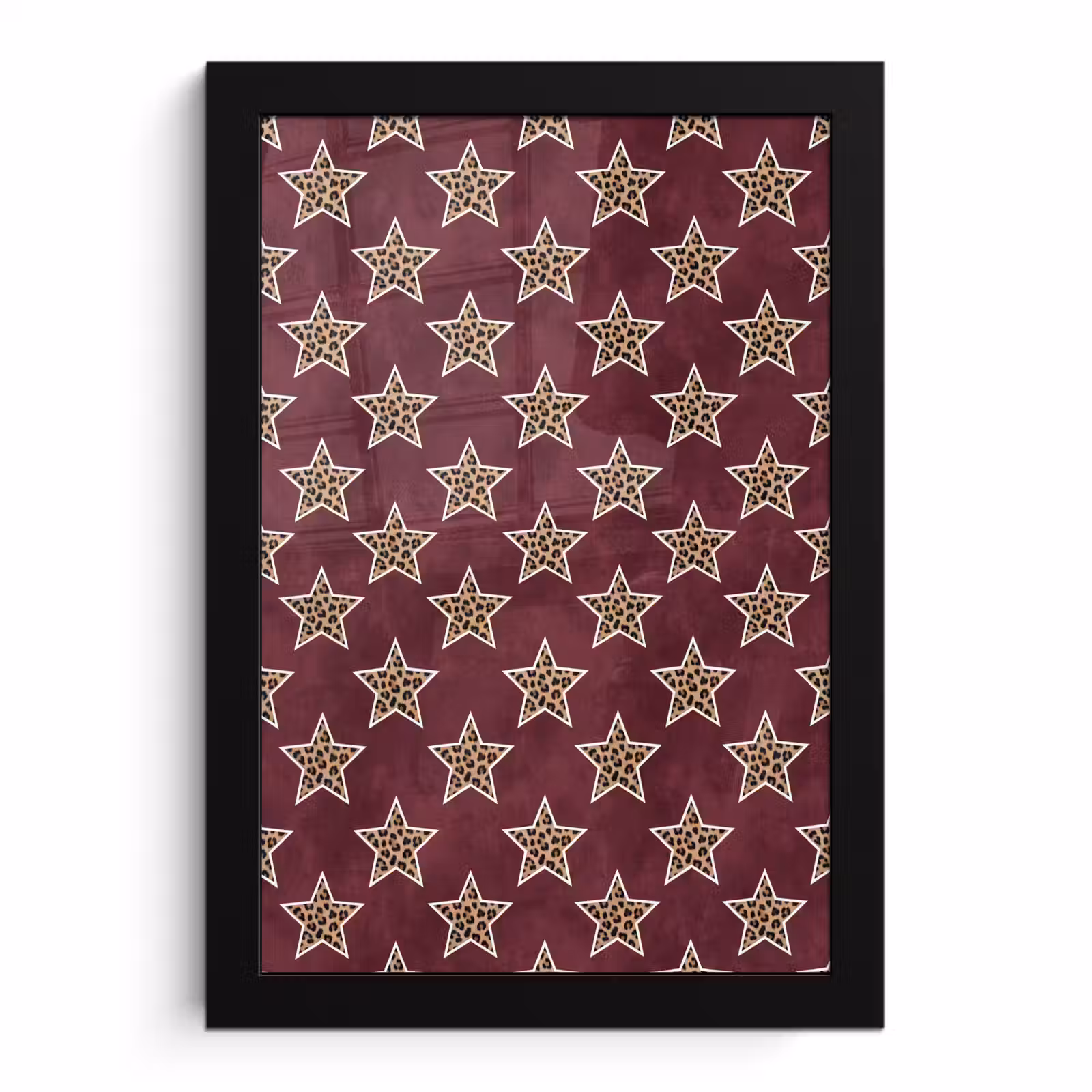 Poster met lijst - Sterren - Luipaardprint - Rood — 1