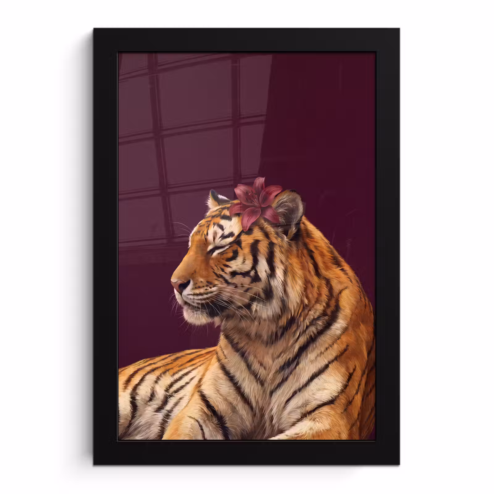Poster met lijst - Tijger - Bloem - Dieren — 1