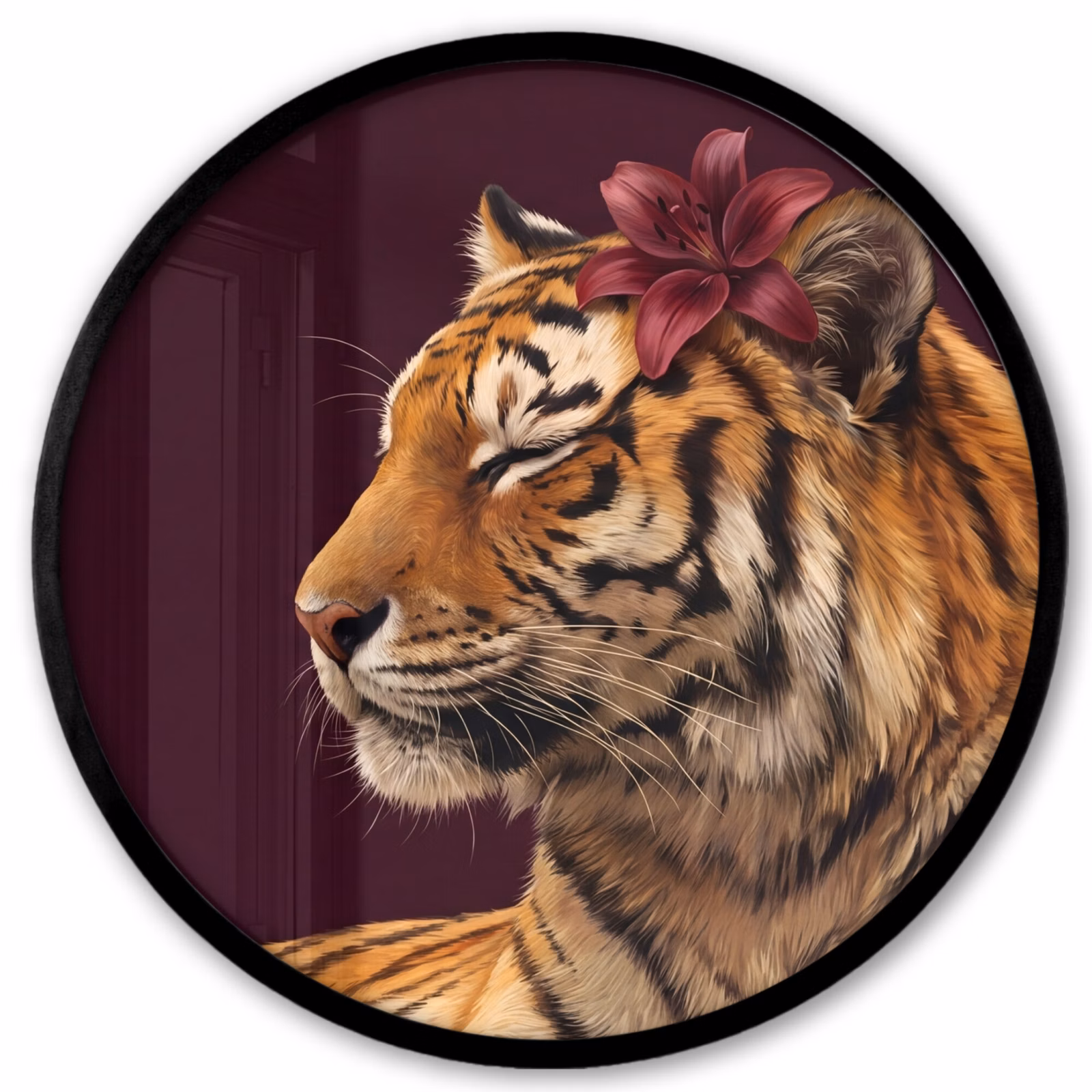 Ronde fotolijst - Tijger - Bloem - Dieren — 1