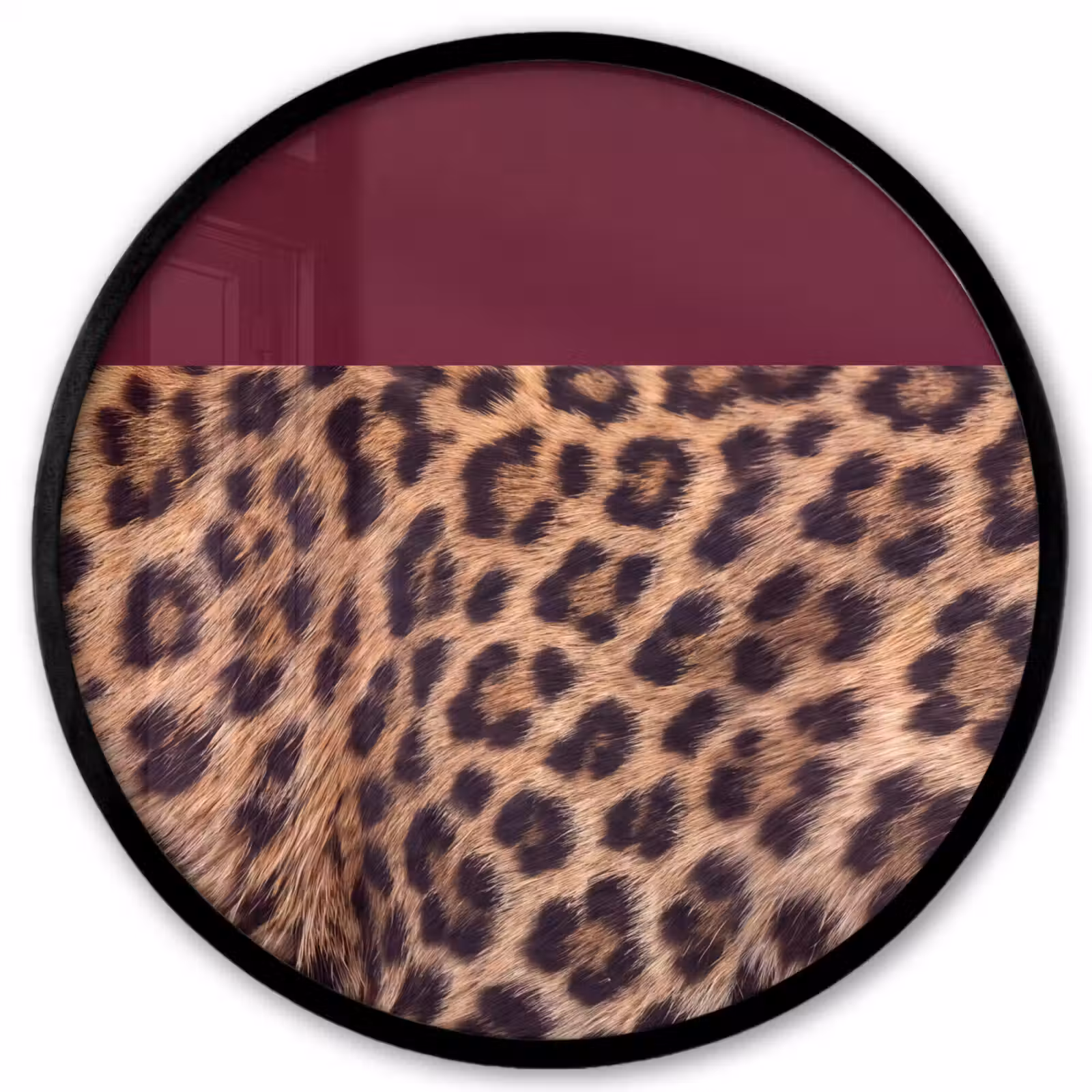 Ronde fotolijst - Vacht - Patroon - Bordeaux — 1