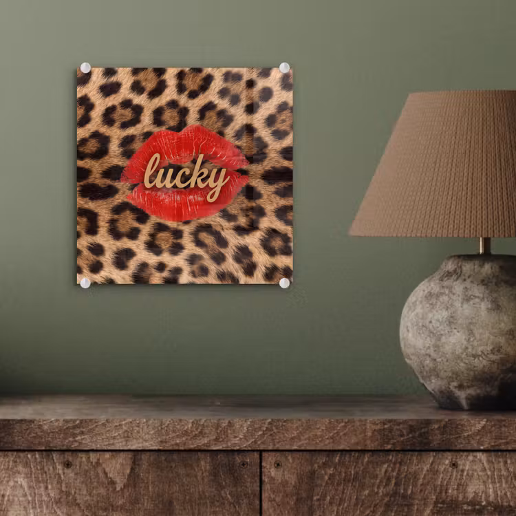 Glas schilderij - Dierenprint - Lippen - Rood — 4