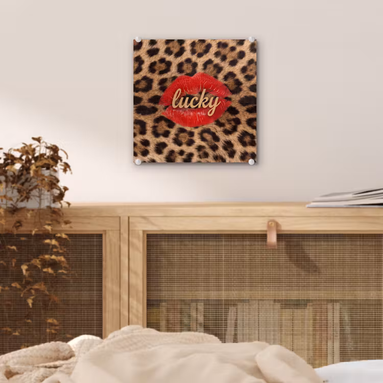 Glas schilderij - Dierenprint - Lippen - Rood — 5