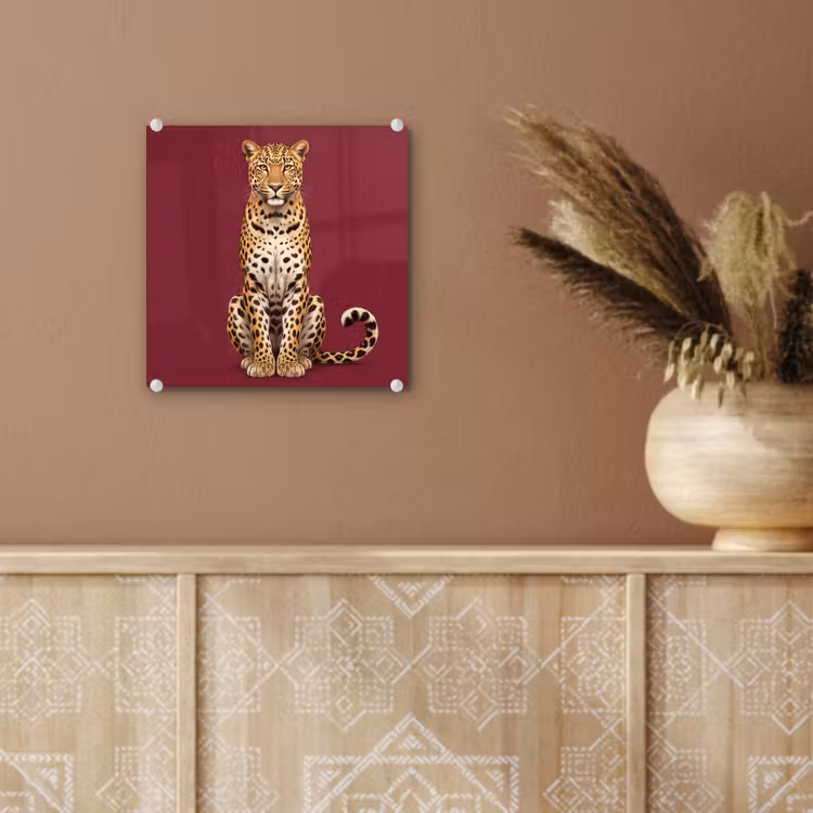 Glas schilderij - Kat - Dieren - Rood — 6