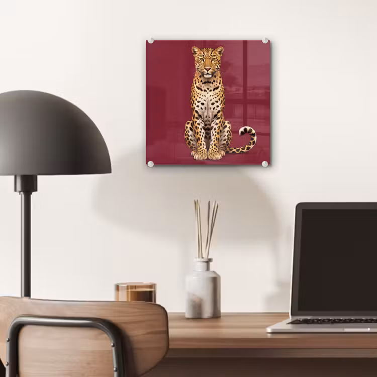 Glas schilderij - Kat - Dieren - Rood — 7
