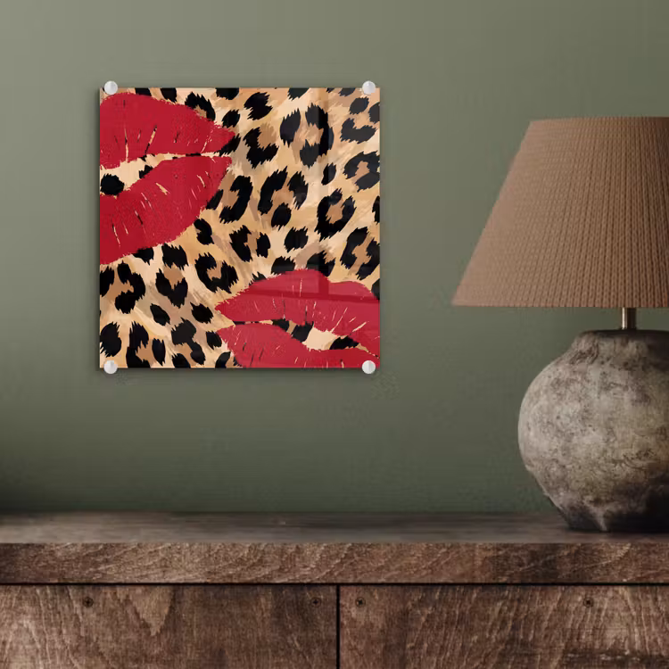 Glas schilderij - Kusafdruk - Dierenprint - Rood — 4