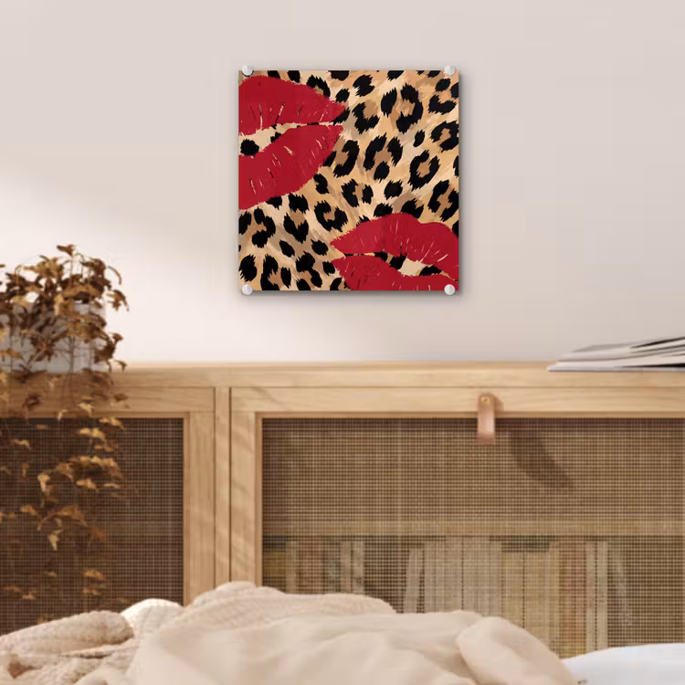 Glas schilderij - Kusafdruk - Dierenprint - Rood — 5