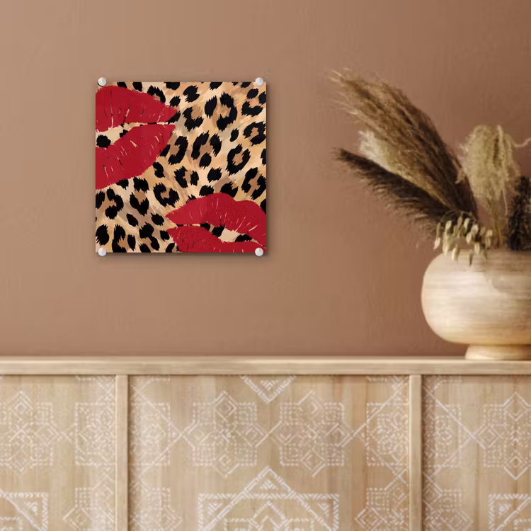 Glas schilderij - Kusafdruk - Dierenprint - Rood — 6
