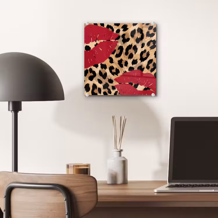 Glas schilderij - Kusafdruk - Dierenprint - Rood — 7