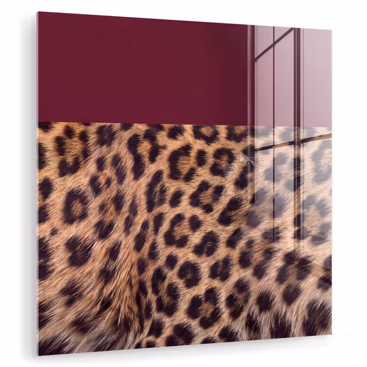 Glas schilderij - Vacht - Patroon - Bordeaux — 1