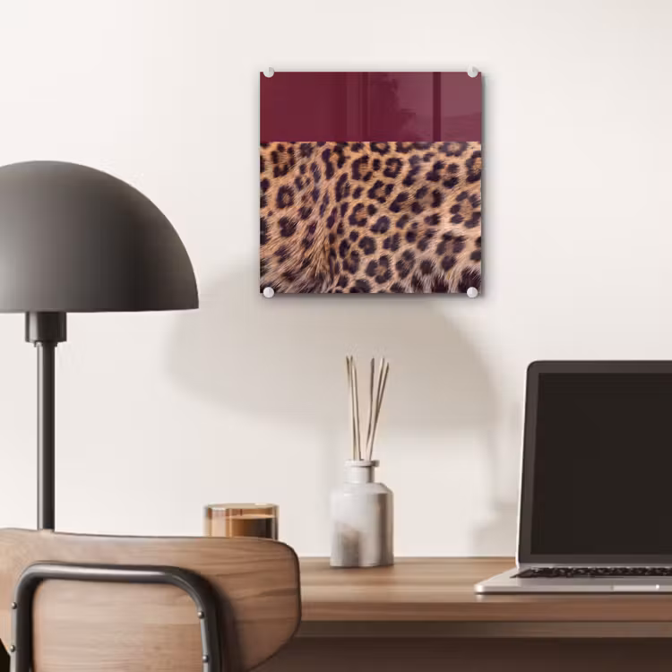 Glas schilderij - Vacht - Patroon - Bordeaux — 7
