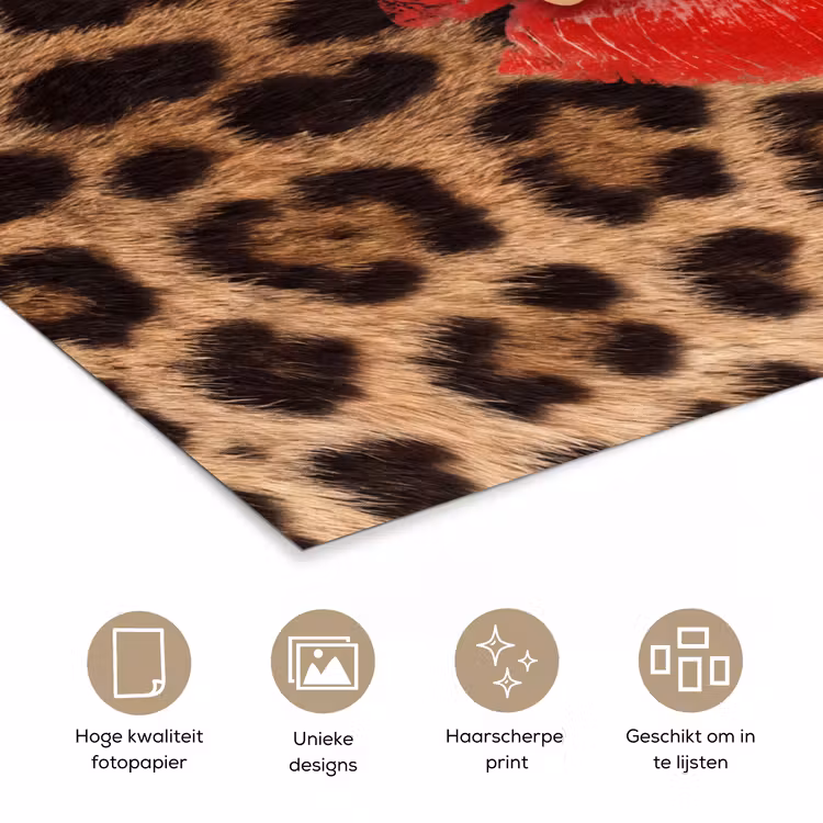 Poster - Dierenprint - Lippen - Rood — 5