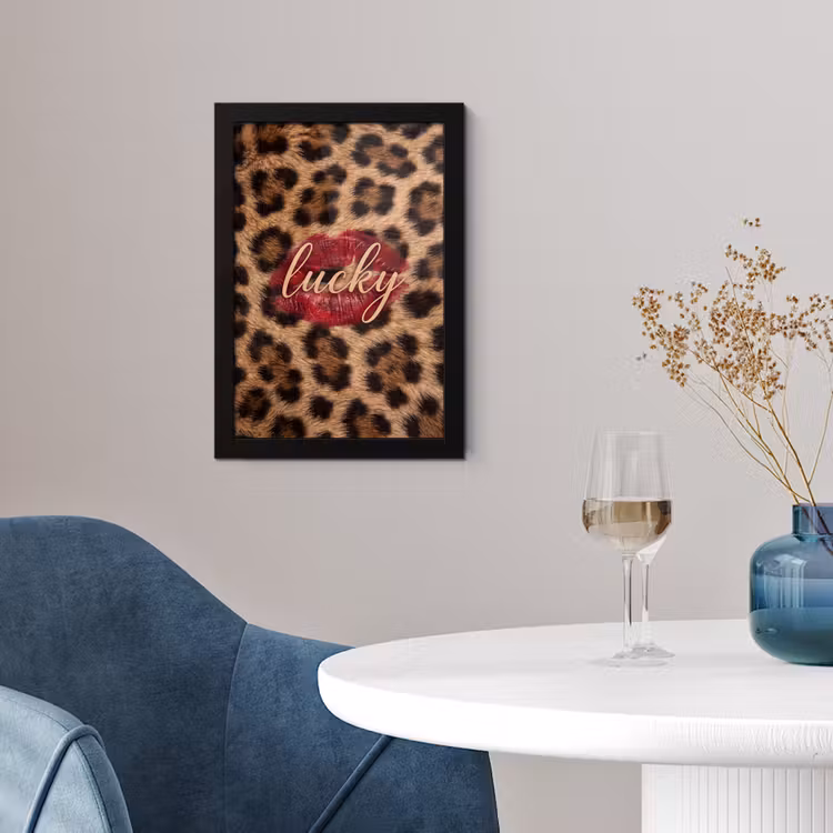 Poster met lijst - Dierenprint - Lippen - Rood — 2