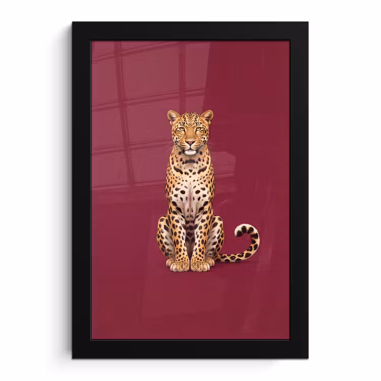 Poster met lijst - Kat - Dieren - Rood — 1