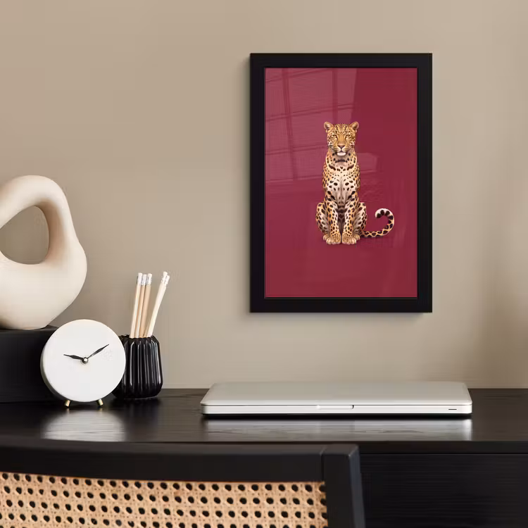 Poster met lijst - Kat - Dieren - Rood — 3