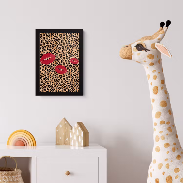 Poster met lijst - Kusafdruk - Dierenprint - Rood — 5