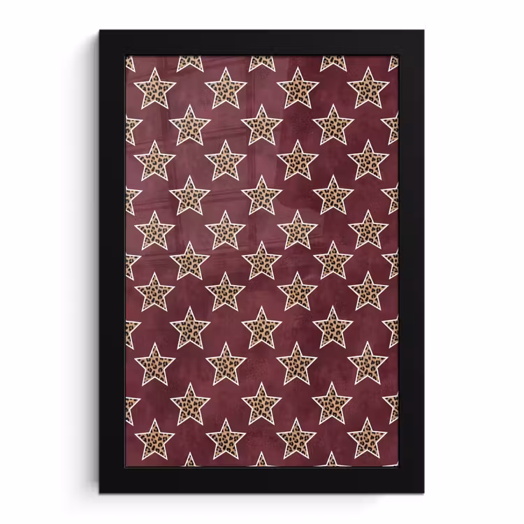 Poster met lijst - Sterren - Luipaardprint - Rood — 1