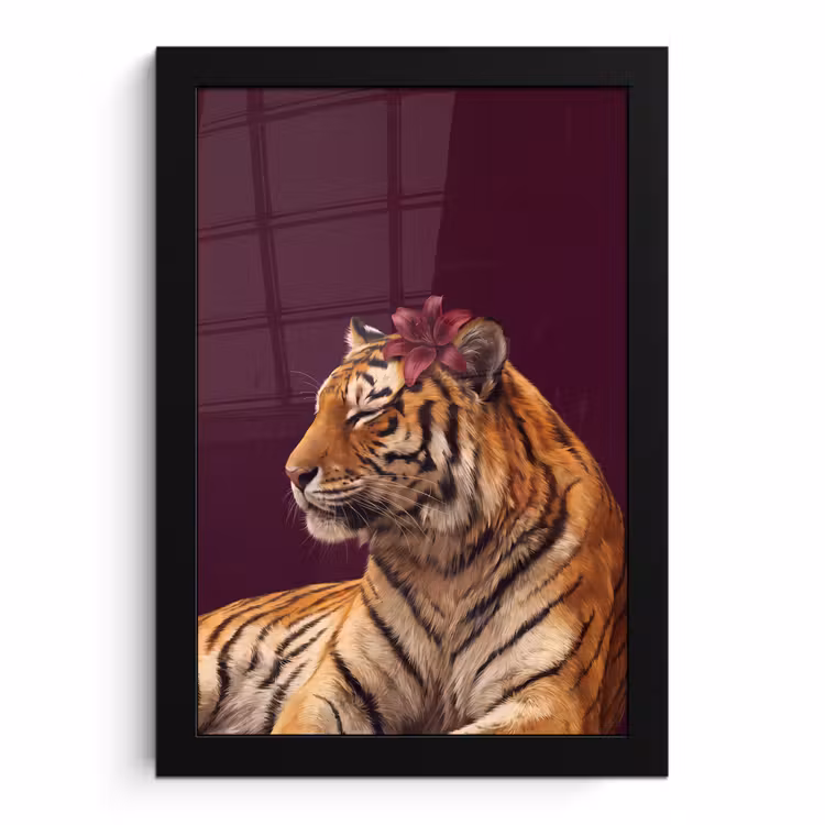 Poster met lijst - Tijger - Bloem - Dieren — 1