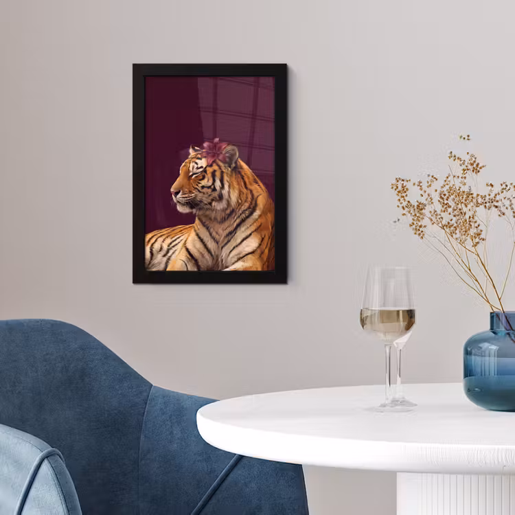 Poster met lijst - Tijger - Bloem - Dieren — 2