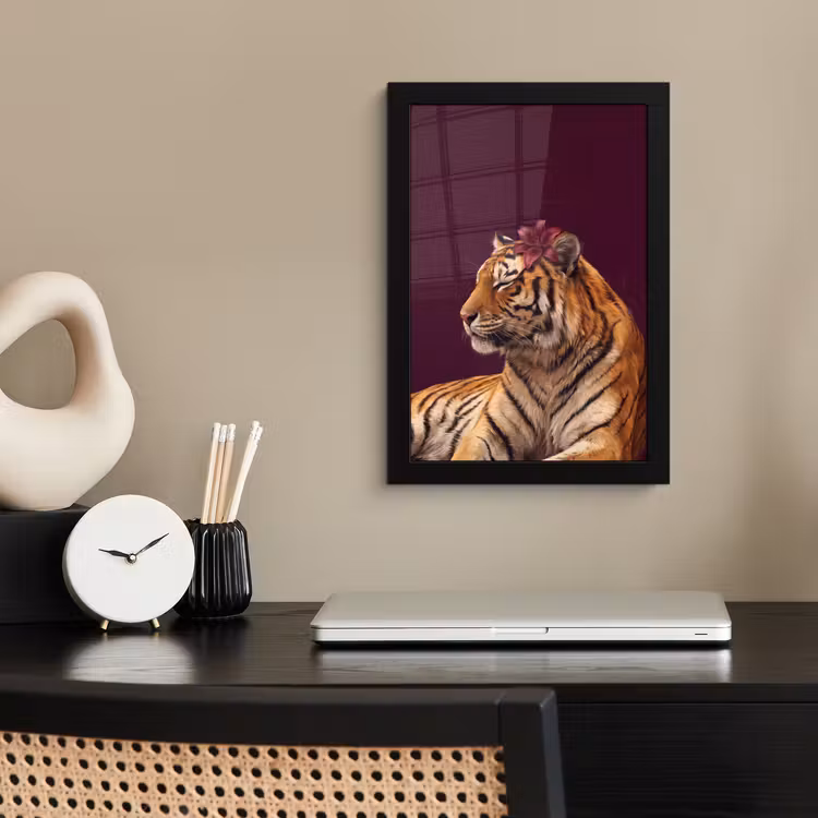 Poster met lijst - Tijger - Bloem - Dieren — 3