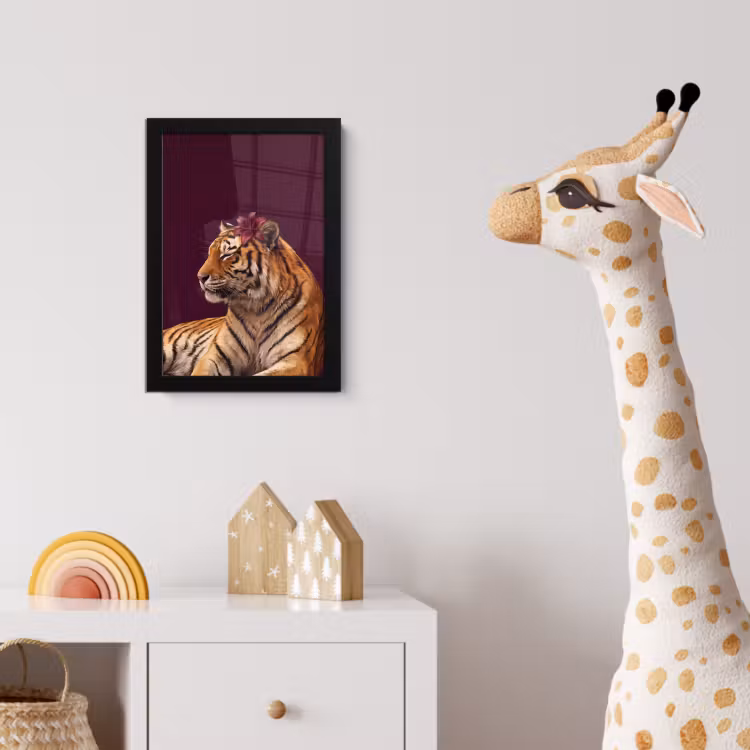 Poster met lijst - Tijger - Bloem - Dieren — 5