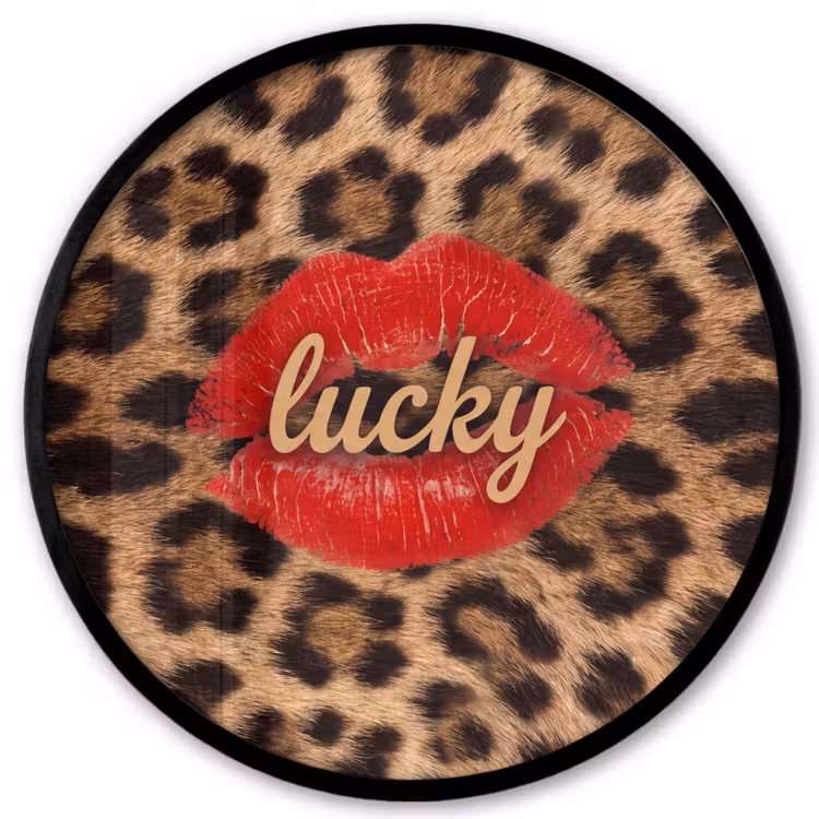 Ronde fotolijst - Dierenprint - Lippen - Rood — 1