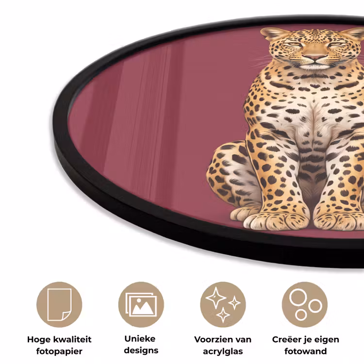 Ronde fotolijst - Kat - Dieren - Rood — 2