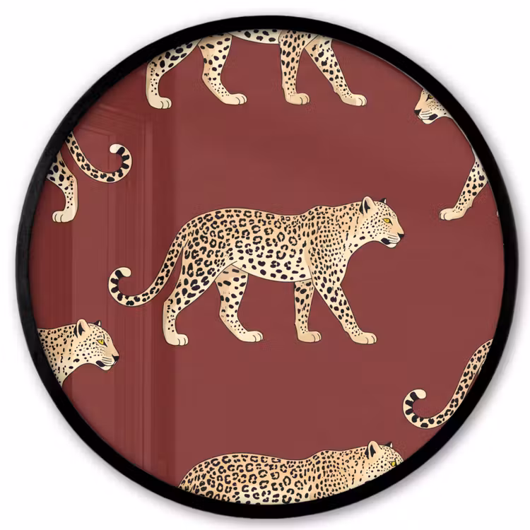Ronde fotolijst - Katten - Patroon - Rood — 1