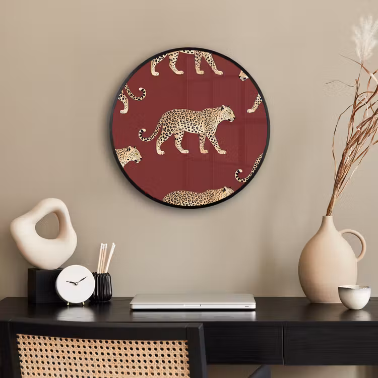 Ronde fotolijst - Katten - Patroon - Rood — 3