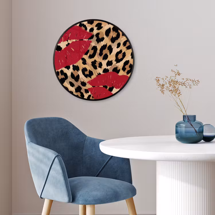 Ronde fotolijst - Kusafdruk - Dierenprint - Rood — 4