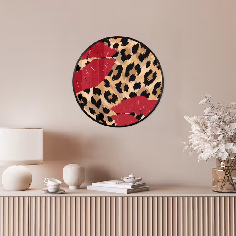 Ronde fotolijst - Kusafdruk - Dierenprint - Rood — 5