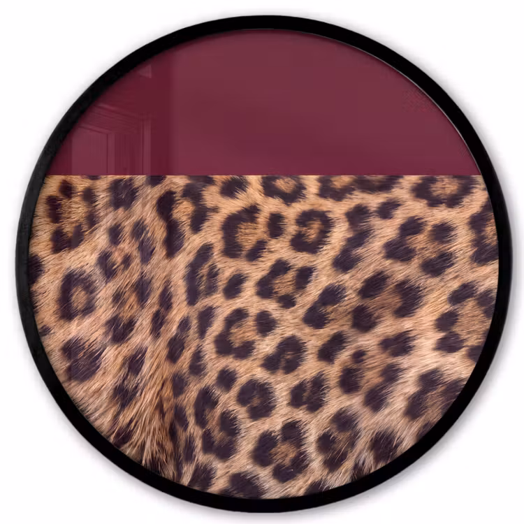 Ronde fotolijst - Vacht - Patroon - Bordeaux — 1