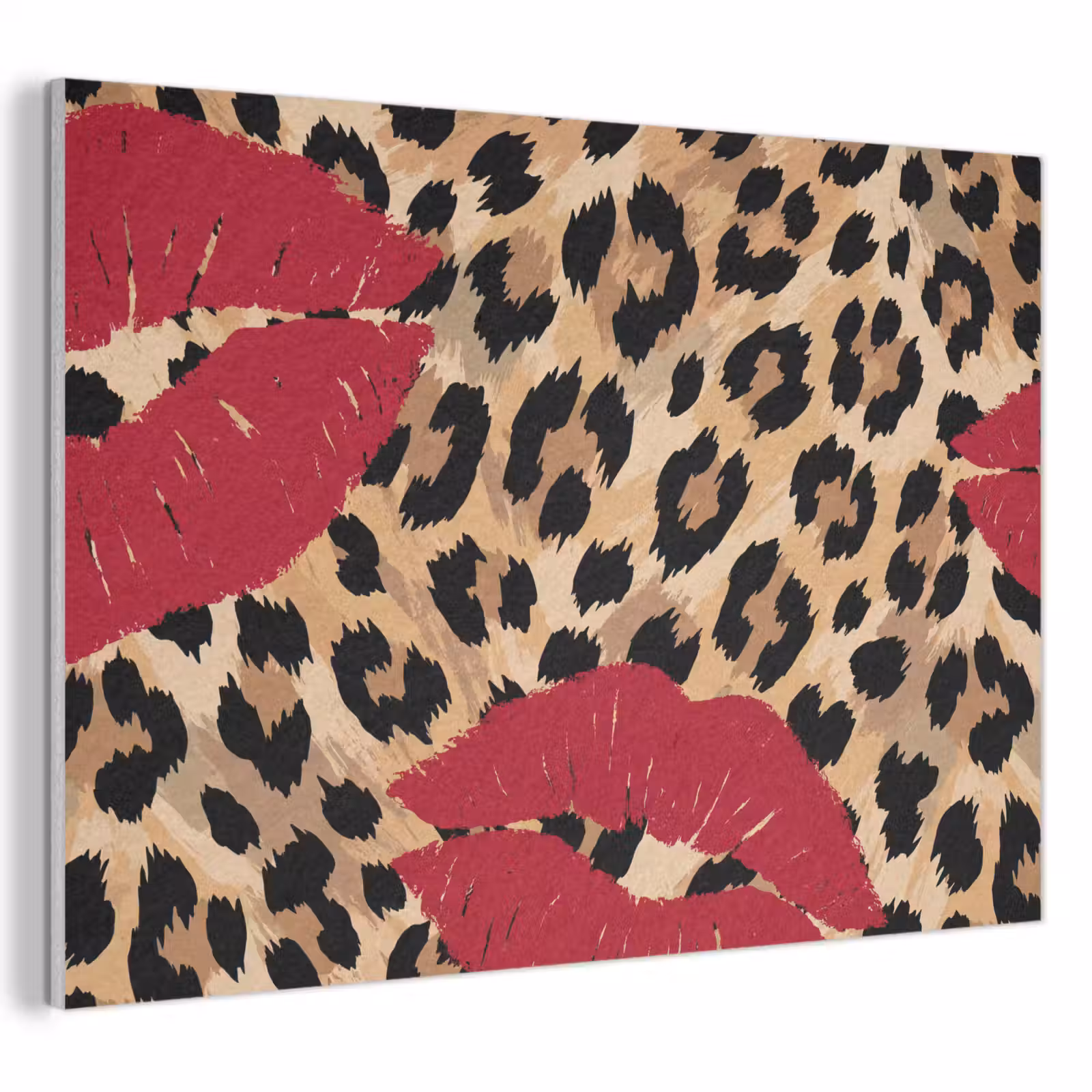 Akoestisch schilderij - Kusafdruk - Dierenprint - Rood — 1