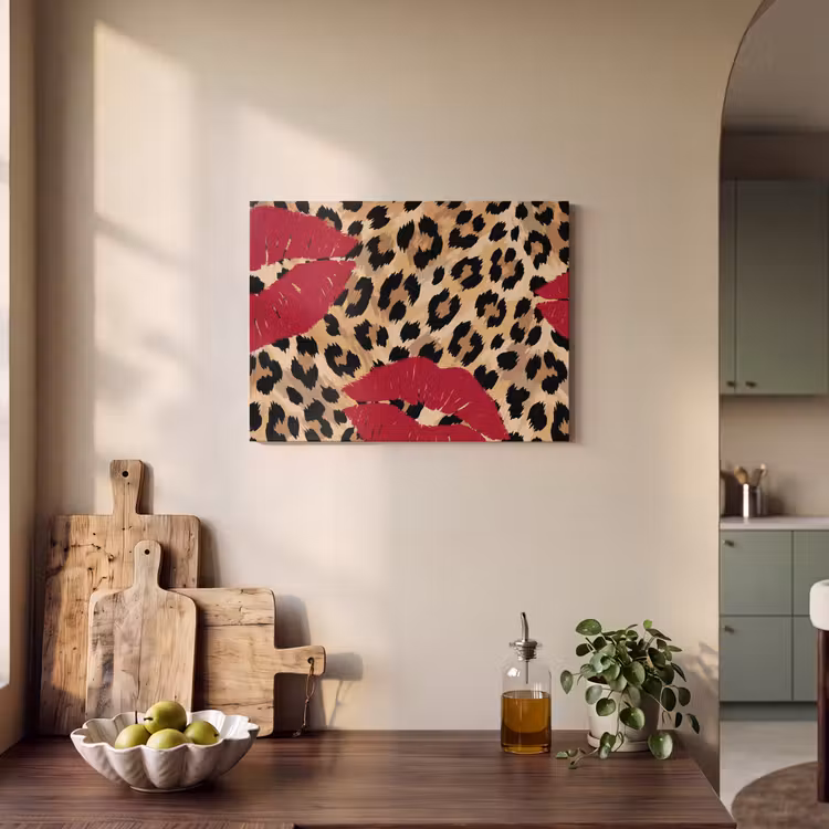 Akoestisch schilderij - Kusafdruk - Dierenprint - Rood — 3