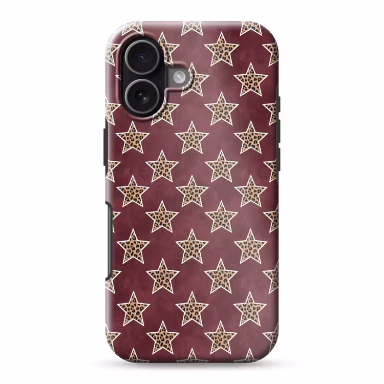 Telefoonhoesje Toughcase - Sterren - Luipaardprint - Rood — 1