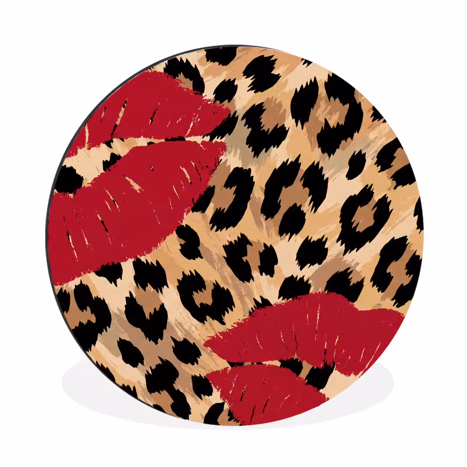 Muurcirkel aluminium - Kusafdruk - Dierenprint - Rood — 1