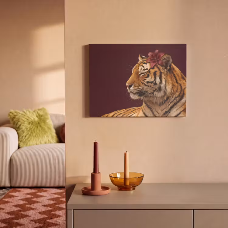 Akoestisch schilderij - Tijger - Bloem - Dieren — 2
