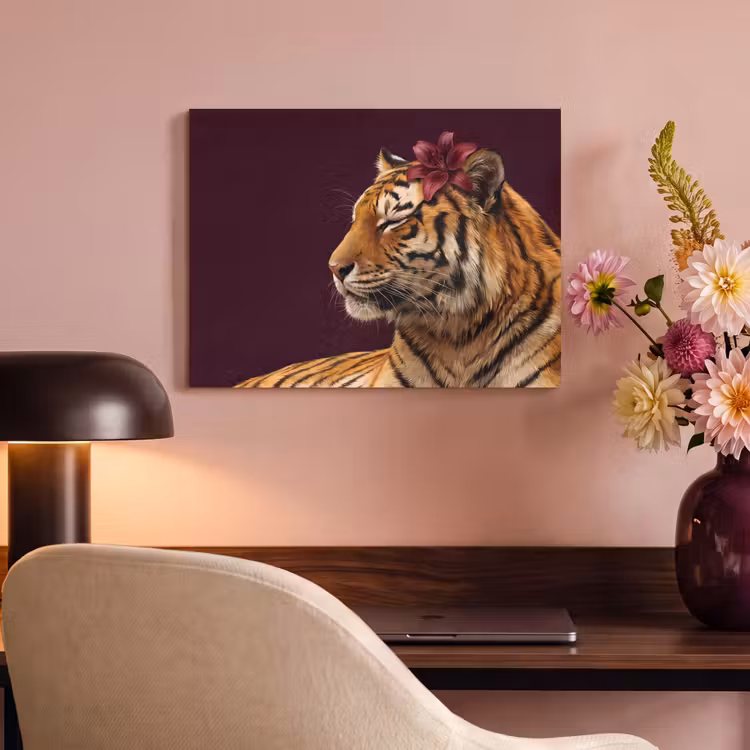 Akoestisch schilderij - Tijger - Bloem - Dieren — 4