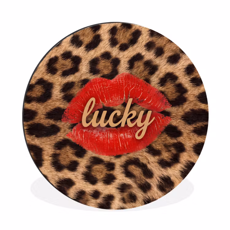 Muurcirkel aluminium - Dierenprint - Lippen - Rood — 1