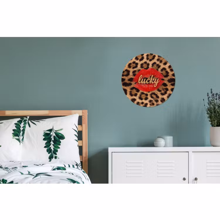 Muurcirkel aluminium - Dierenprint - Lippen - Rood — 4